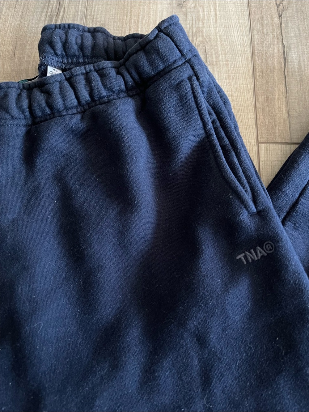 TNA Aritzia Sweatfleece Mega Fit Sweatpants XS Navy Blue Cozy Fleece Pants